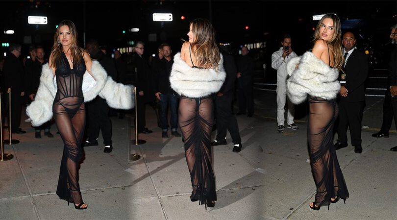 Alessandra Ambrosio Rocks a Sheer Gown, Bare Ass and Lingerie on Full Display at NYC Party