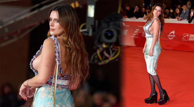 Bella Thorne Flashes Major Side-Boob in Sexy Gown at “The Trainer” Red Carpet!