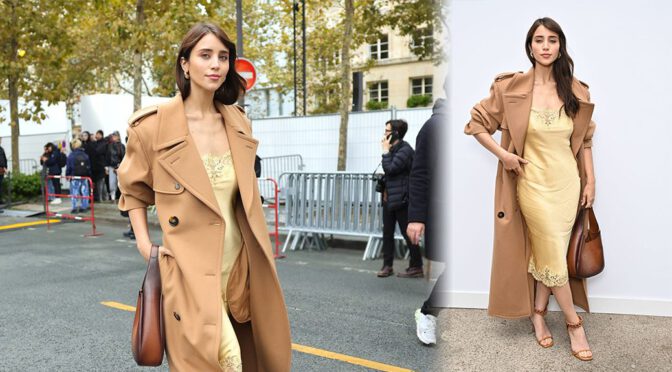 Caylee Cowan Looks Stunning in Paris: Chic Braless Ensemble at Fashion Week
