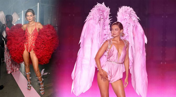 Gigi Hadid’s Sultry Strut: Lingerie, Legs, and Wings at VS Fashion Show 2024!