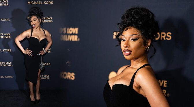 Megan Thee Stallion Stuns in Sultry Black Dress—A Sexy Show of Curves and Legs!