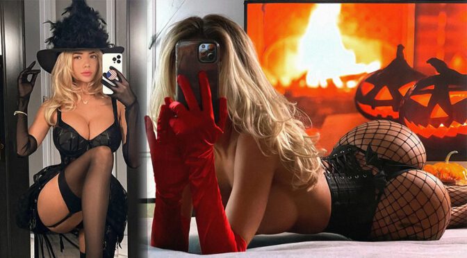 Halloween Witch Look: Natalya Krasavina Stuns with Plunging Cleavage and Irresistible Curves!