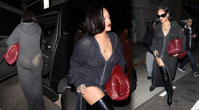 Rihanna Turns Heads in See-Through Knit Dress, Teasing Her Sexy Figure