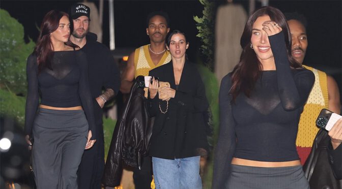 Anastassia Karanikolaou Flaunts Sleek Black See-Through Look During Nobu Dinner