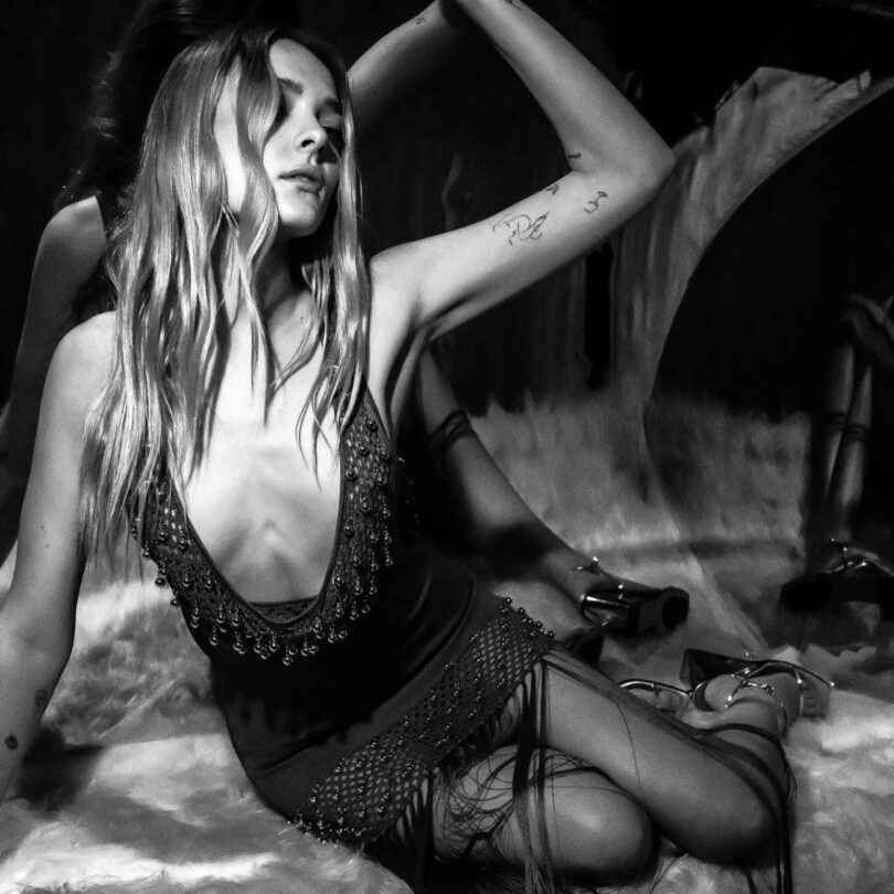 Charlotte Lawrence Low Cut Dress Sensual Paris Photo Shoot