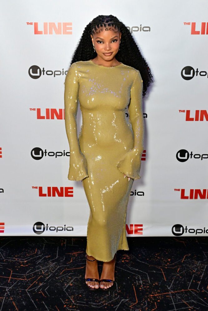 Halle Bailey Curvy Body Tight Dress The Line Premiere