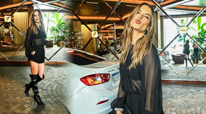 Alessandra Ambrosio Flaunts Her Sculpted Legs and Sultry Style in Sheer Top and Thigh-High Boots!