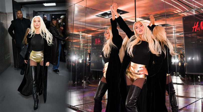 Christina Aguilera Slays in Sexy Boots and a Sheer Top at H&M Party!