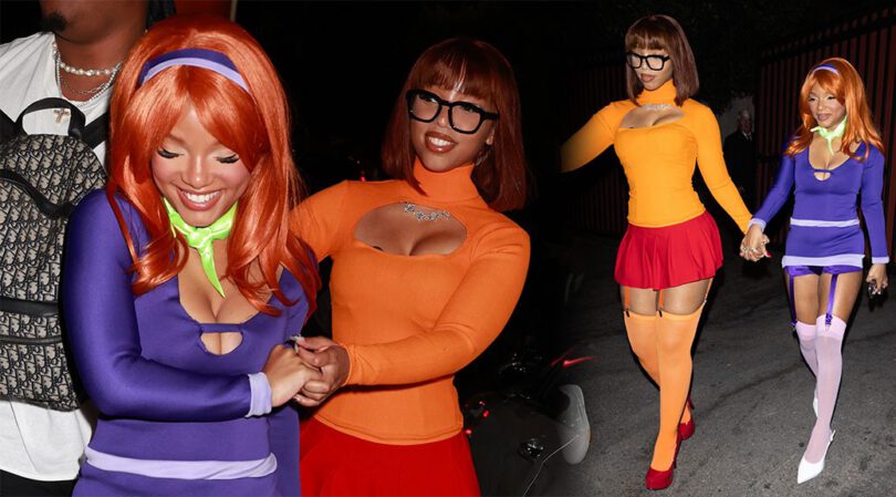 Halle & Chloe Bailey Rock Sexy Scooby-Doo Costumes with Major Cleavage at Halloween Bash!