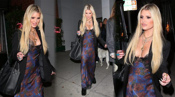 Jessica Simpson Rocks a Revealing Dress with Jaw-Dropping Cleavage!