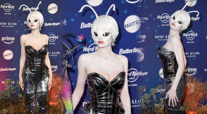 Leni Klum Flaunts Alien Look and Bold Cleavage at NYC Halloween Bash