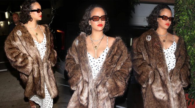 Rihanna’s Sexy Night Out: Jaw-Dropping Cleavage & Luxe Fur Coat Steal the Spotlight!
