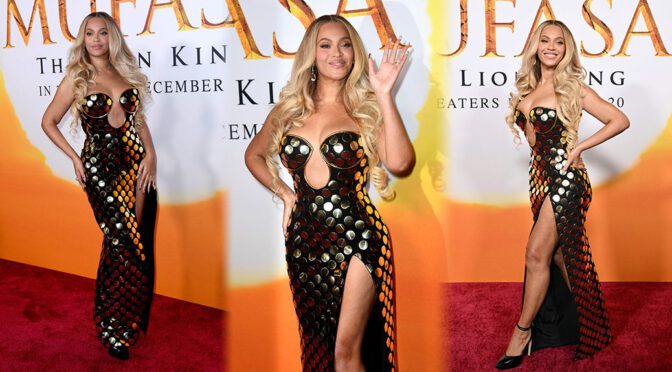 Beyoncé Shimmers in a Daring Gown – Boobs and Legs Steal the Show!