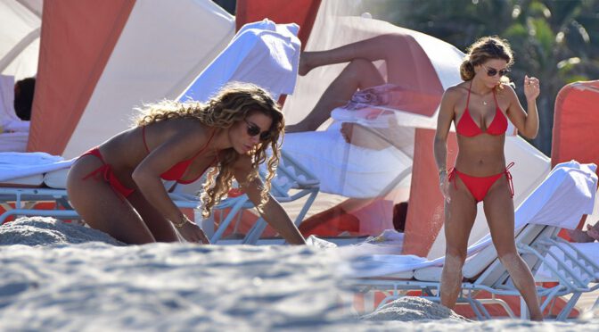 Jena Frumes Stuns in Sexy Red Bikini on Miami Beach – Pure Heat!