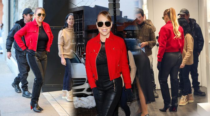 Leather-Clad Mariah Carey Teases Cleavage Under Sultry Sheer Top