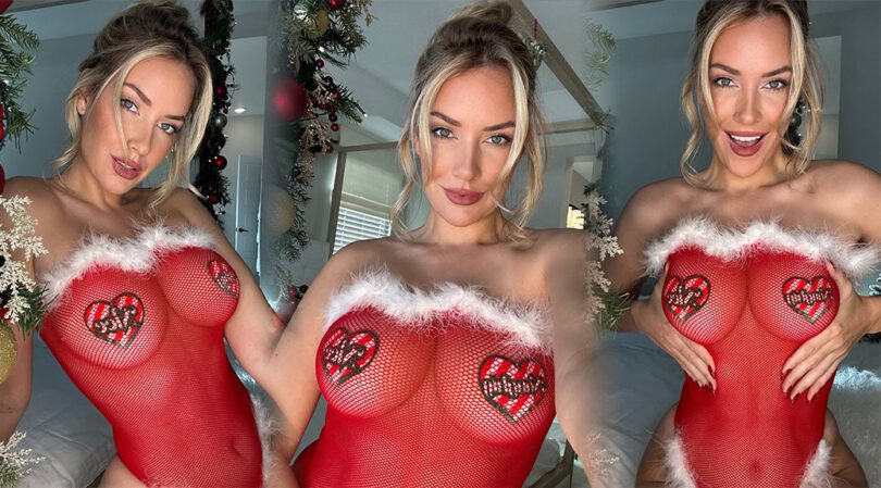 Busting Out! Paige Spiranac Rocks See-Through Red Bodysuit for Holidays
