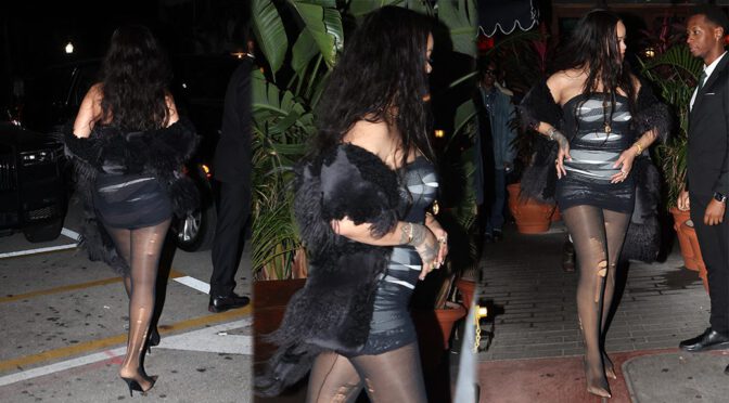 Sultry Rihanna Turns Heads at Carbone in Ripped Stockings!