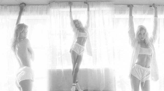 Stella Maxwell Stuns Topless Teasing in Lacy White Panties