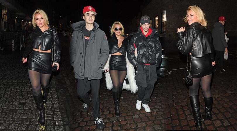 Tallia Storm in Leather: Boobs Popping, Legs Glowing Outside Chiltern Firehouse