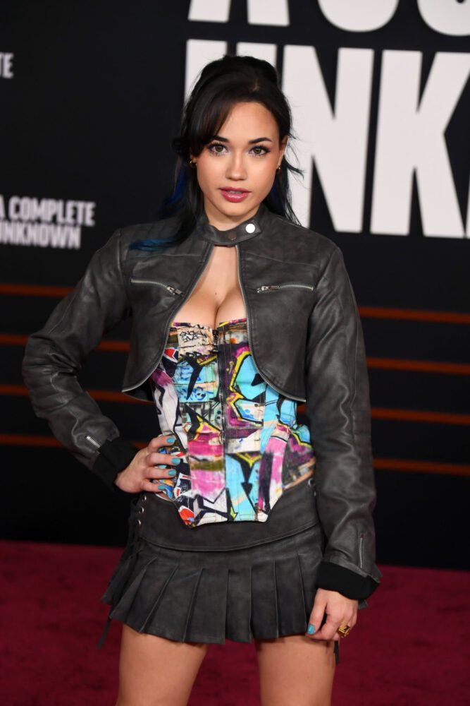 Sofia Gomez Cleavage Mini Skirt Legs Premiere