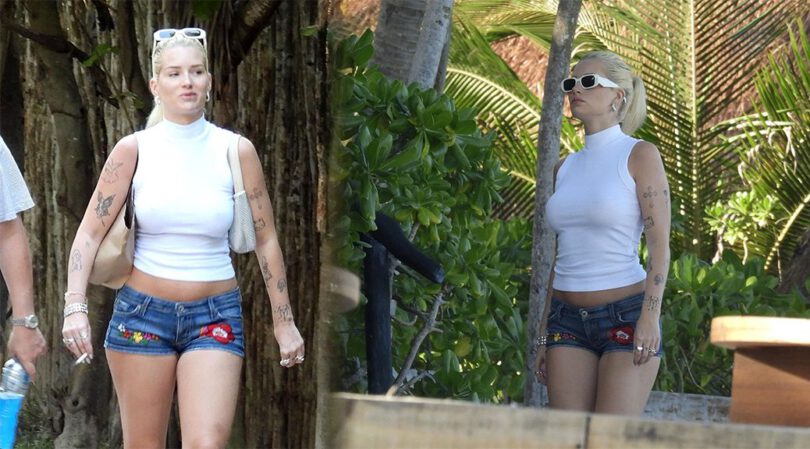 Braless Beauty! Lottie Moss Turns Up the Heat in Tiny Denim Shorts and Sexy White Top