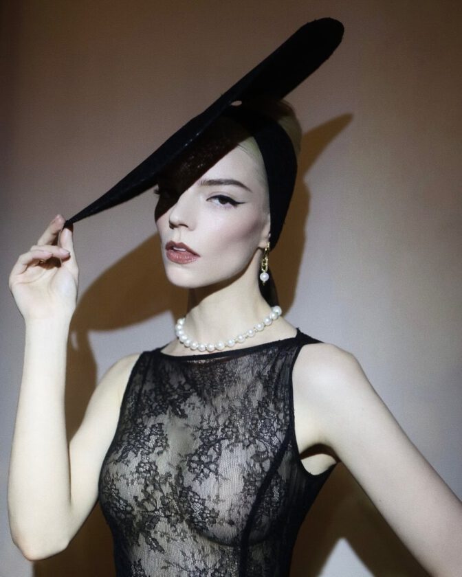 Anya Taylor Joy Braless See Through Black Dress