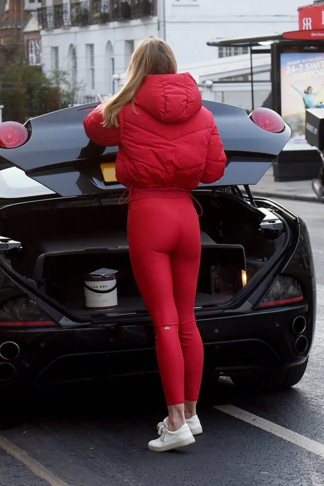 Kimberley Garner Tight Red Leggings Sexy Booty