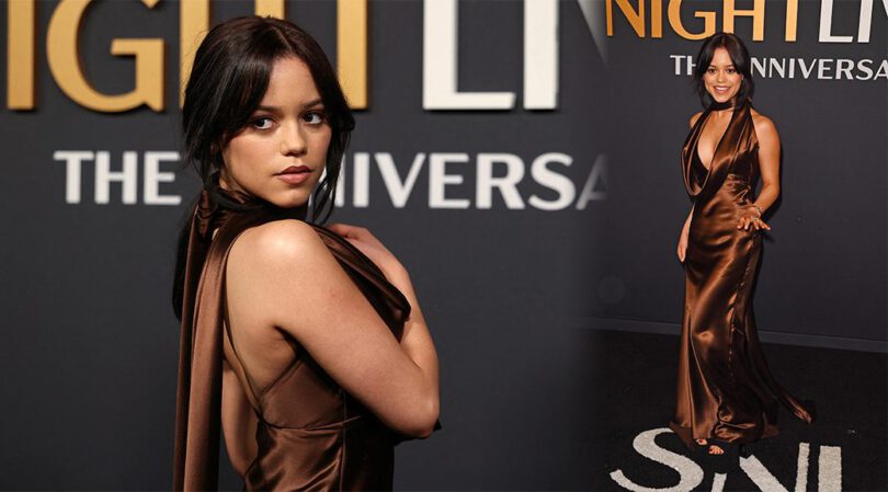 Jenna Ortega Stuns in Gorgeous Deep V Dress at SNL Anniversary!