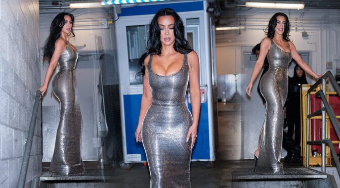 Kim Kardashian Stuns in Silver Dress, Flaunts Her Jaw-Dropping Curves at SNL50