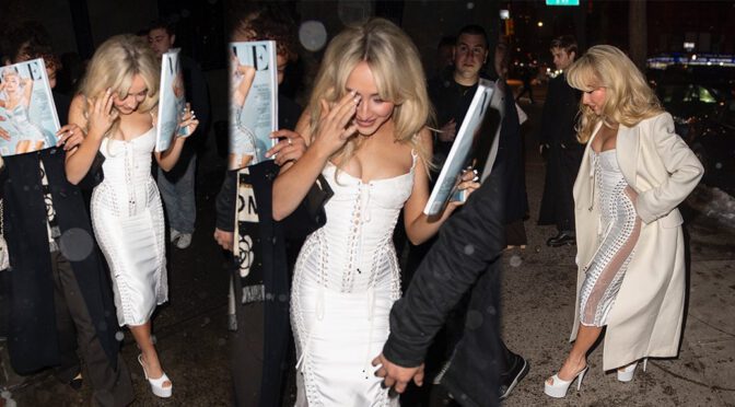 Sabrina Carpenter Stuns in Busty White Dress, Cleavage on Full Display!