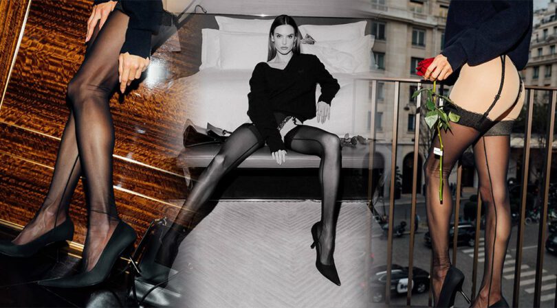 Legs for Days! Alessandra Ambrosio Stuns in Sexy Black Stockings