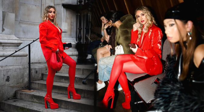 Alessia Vernazza Turns Heads in Stunning Red Outfit at Tell The Truth Show During London Fashion Week AW25