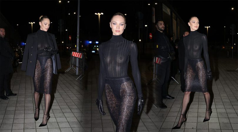 Candice Swanepoel Bares It All in a See-Through Stunner! Nipples on Full Display at Vogue Milan Party