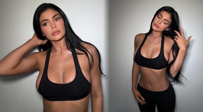 Kylie Jenner Bursts Out of Black Bra — Those Big Boobs Deserve a Close-Up