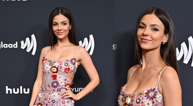Victoria Justice Glows in Floral Gown at GLAAD Media Awards