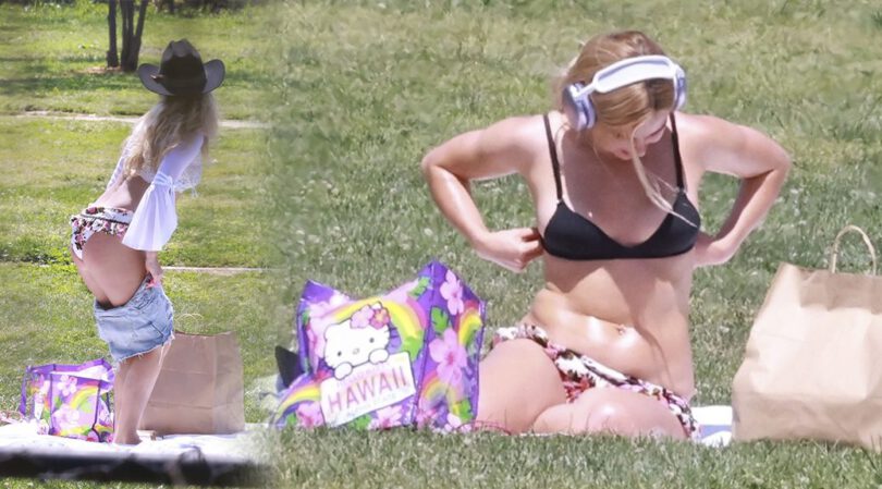 Addison Rae Busts Out in Tiny Bikini While Tanning Her Juicy Ass at Silver Lake!