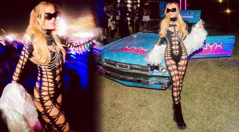 Paris Hilton Unleashes Her Sex Goddess at Coachella in Laced-Up Bondage Bodysuit