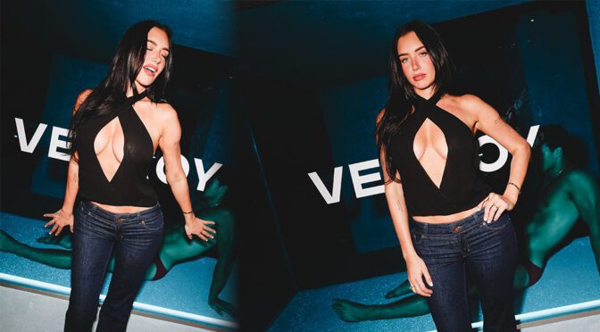 Anastasia Karanikolaou Flashes Nipples in Braless Top at Venroy LA