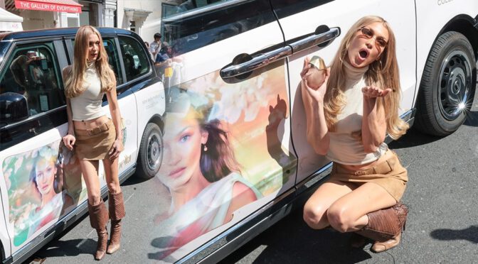 Bella Hadid Flaunts Those Long Legs & Perky Boobs in Tight Top & Mini Skirt