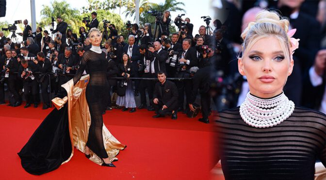 Elsa Hosk Slays in See-Through Black Dress at Cannes — Total Red Carpet Seduction!