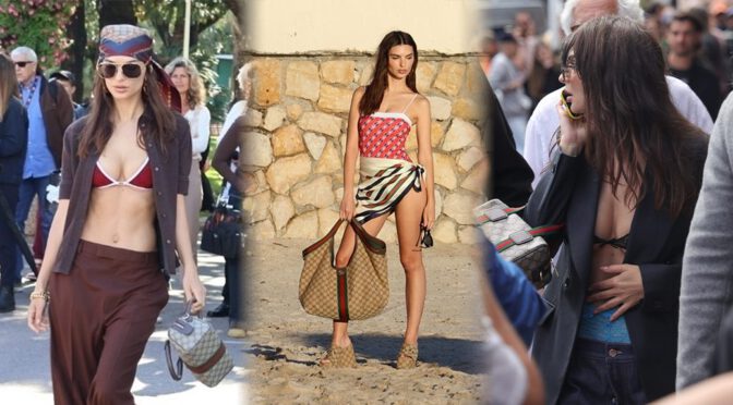 Emily Ratajkowski Sizzles at Cannes in Gucci: Legs, Bikinis & Boobs Steal the Show