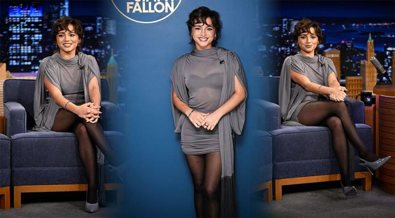 Isabela Merced Flaunts Her Curves in See-Through Dress & Stockings on Fallon