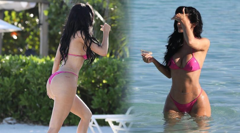 Paparazzi Catch Kylie Flaunting Big Boobs & Huge Booty in Thong at the Beach