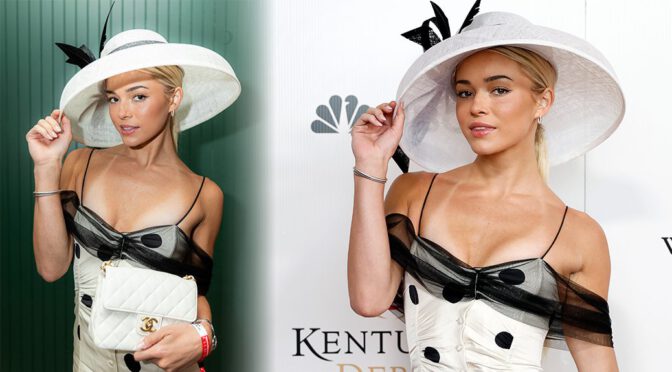 Olivia Dunne’s Braless Kentucky Derby Bombshell Look in Curve-Clinging Mini