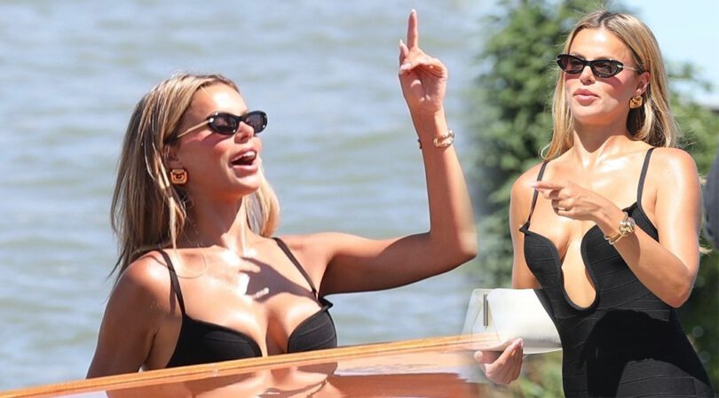 Brooks Nader’s Bust Nearly Explodes from Skintight Dress in Venice!