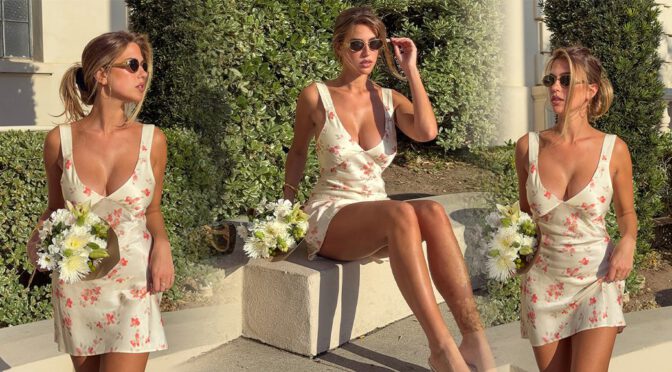 Kara Del Toro Heats Up the Garden in Curve-Hugging Floral Mini Dress