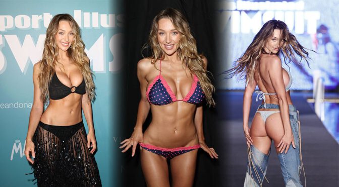 SI Bombshell Penny Lane Bounces Down Runway in Tiny Bikini