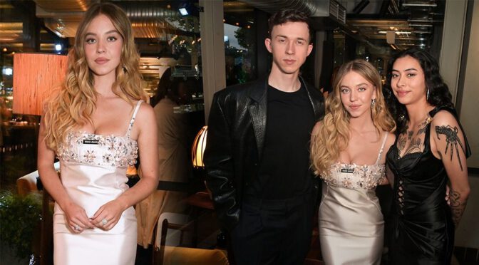 Sydney Sweeney Slays London After Party in Satin Dress That Shows Off Her Cleavage!
