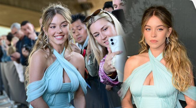 Sydney Sweeney’s Cleavage Explosion in Sexy Baby Blue Dress at Echo Valley London Premiere
