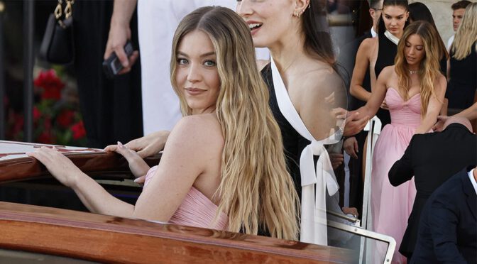 Sydney Sweeney Bursts Out in Strapless Pink Gown at Venice Hotel